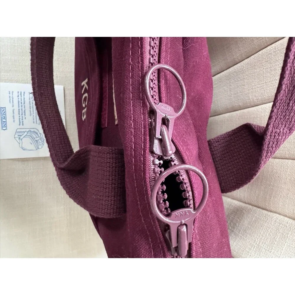VTG Lands End Square Rigger Canvas Bag Initial Embroidered USA Maroon Red